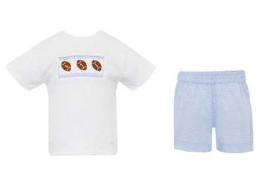 Football Blue Gingham Short Set