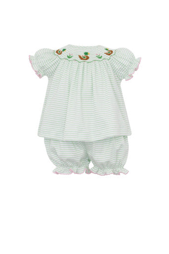 Mallard Duck Green Stripe Knit Bishop Bloomer Set