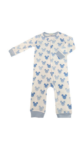 Blue Mouse Ears Footless Romper